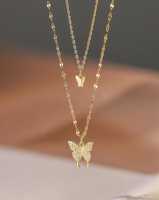 Gold Dual Butterfly Necklace