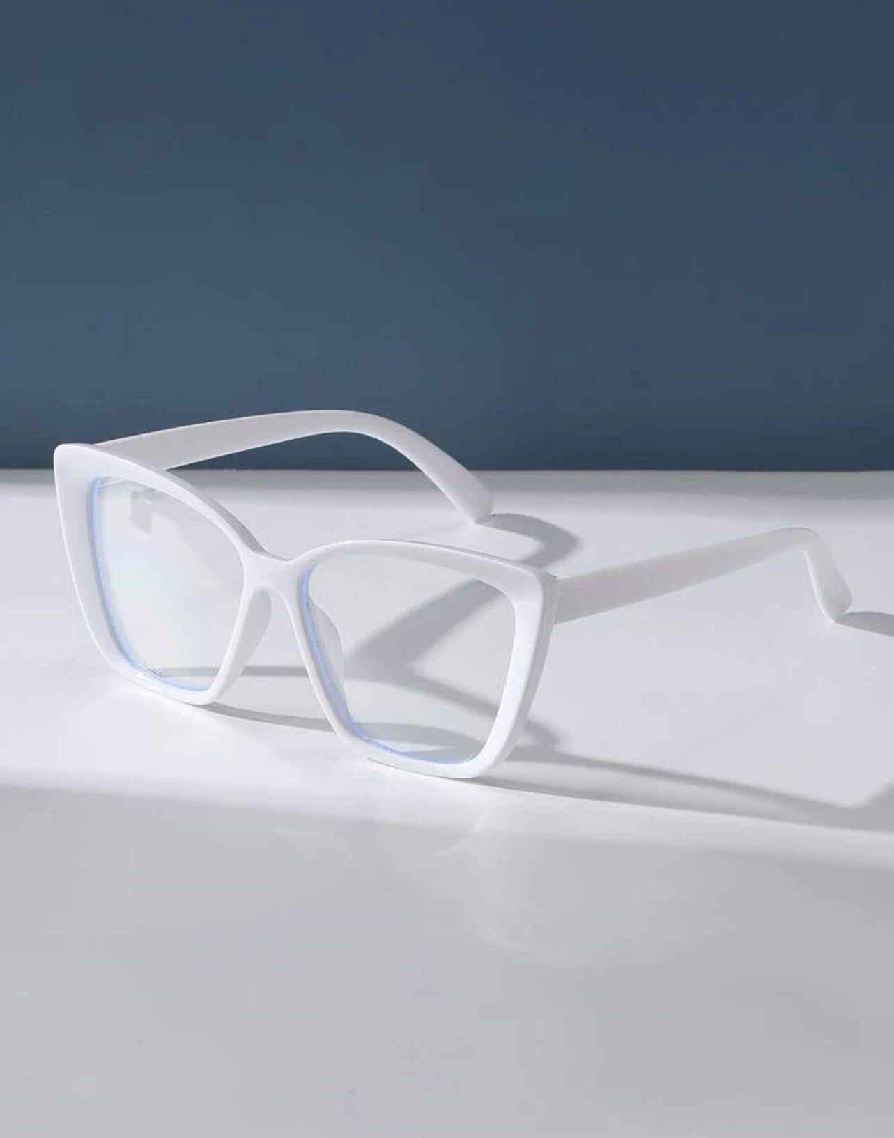 White Cat Eye Blue Blockers