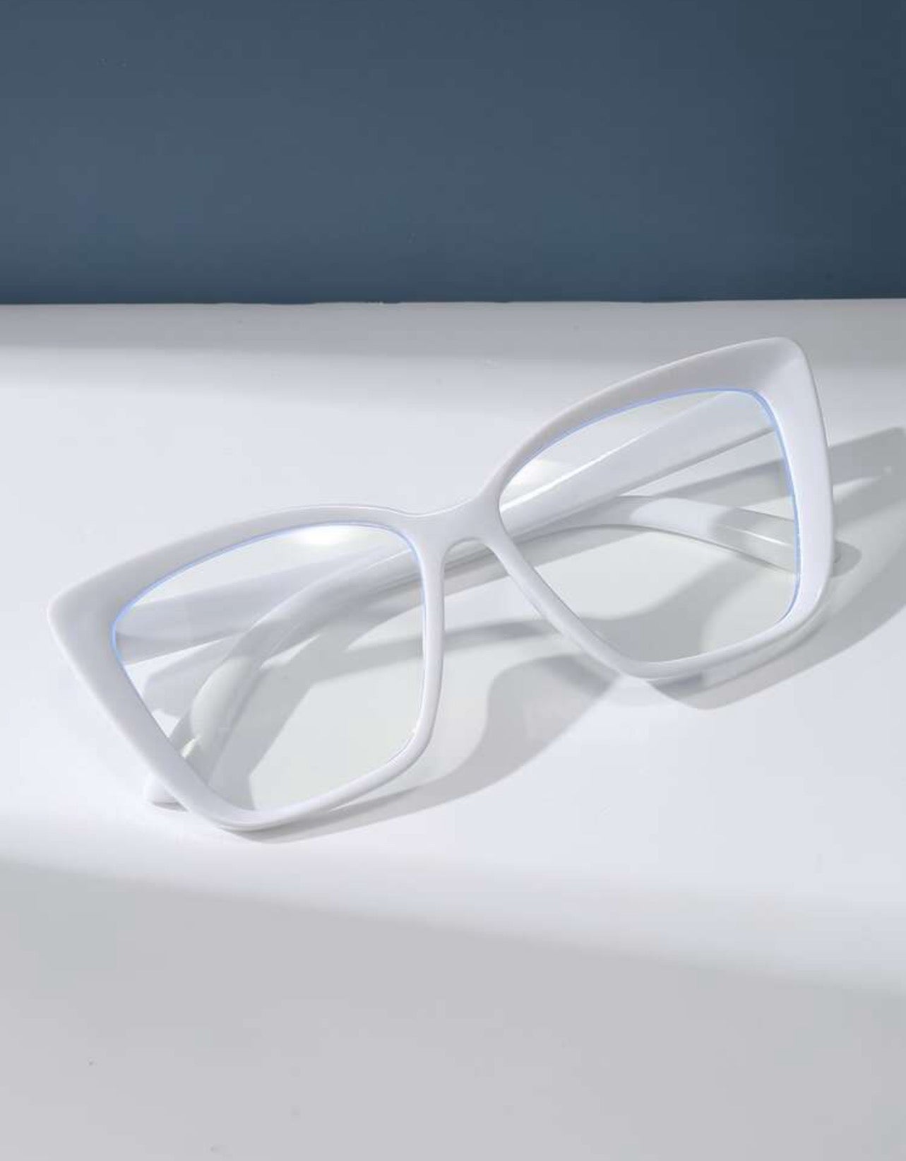 White Cat Eye Blue Blockers