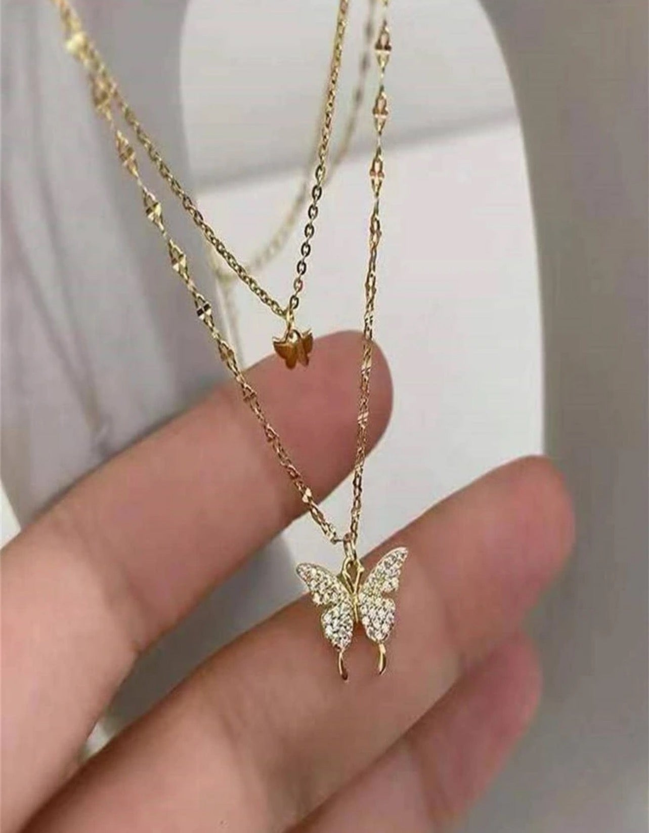 Gold Dual Butterfly Necklace