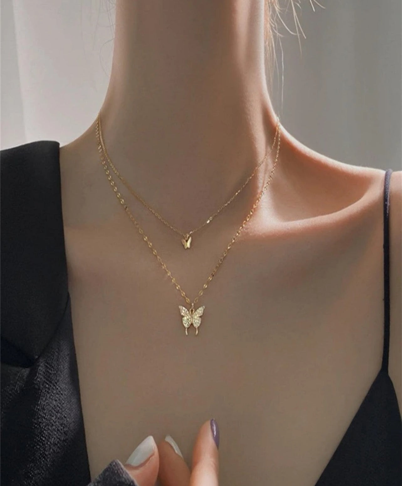 Gold Dual Butterfly Necklace