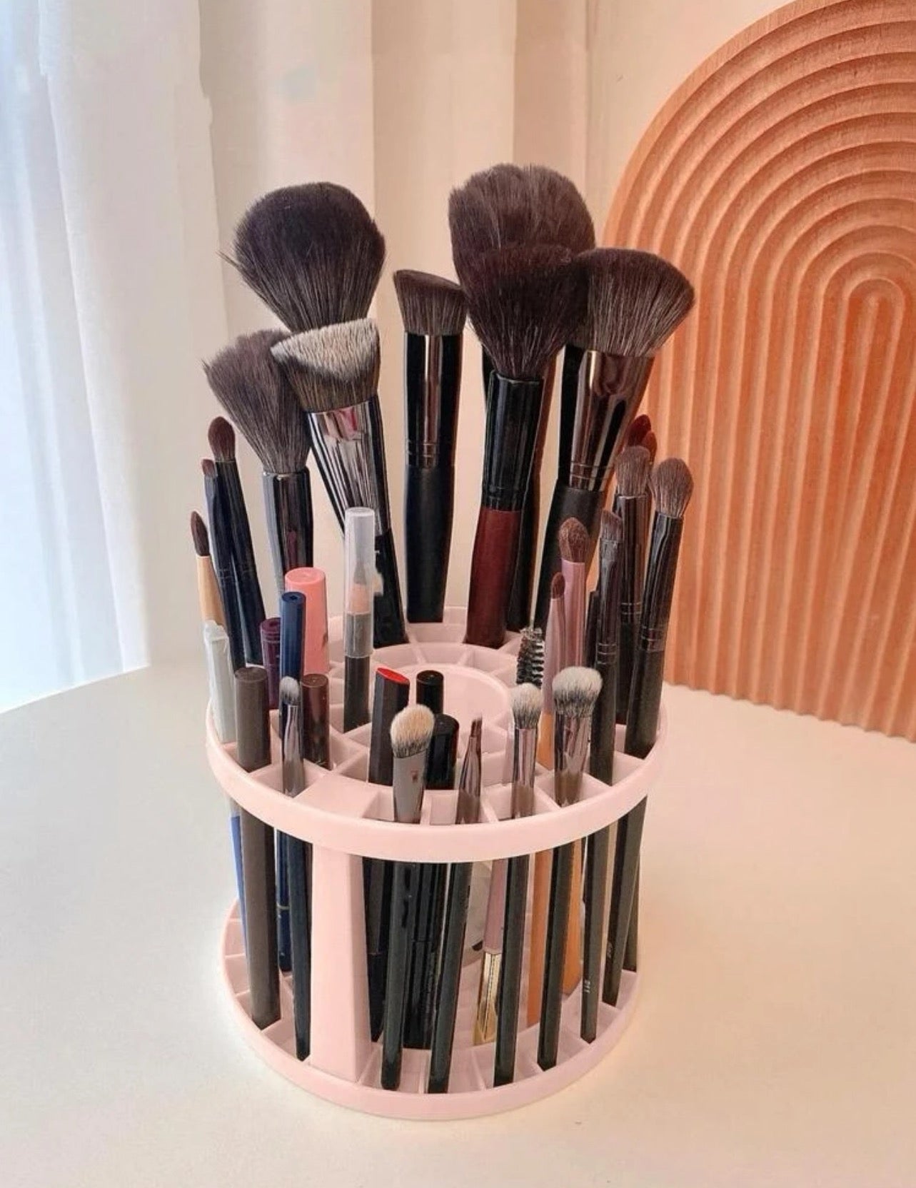 Pink Makeup Brush Organizer