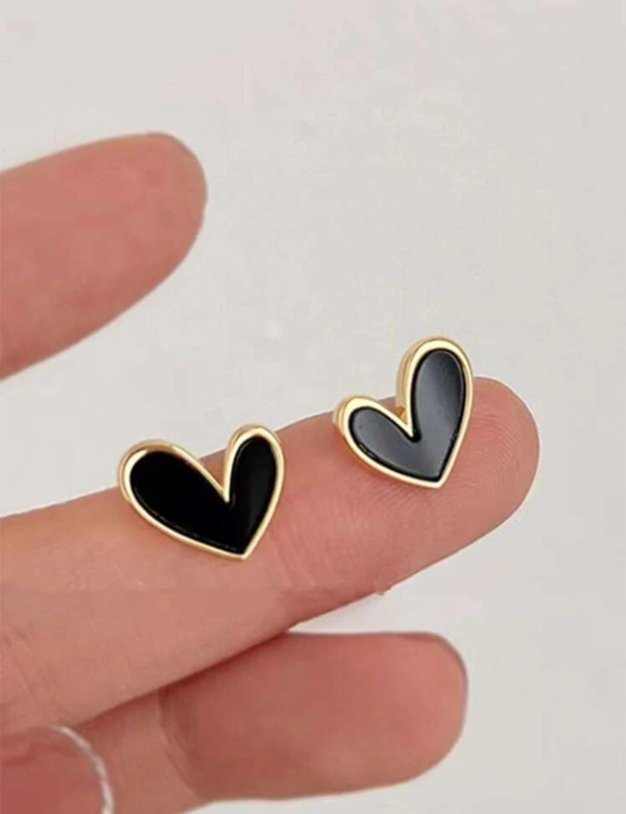 Studded Black Heart Earrings