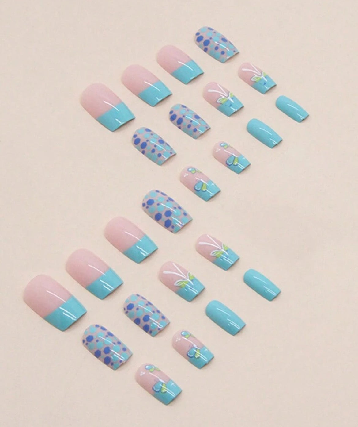 Teal Butterfly Nail Kit (Medium) ￼