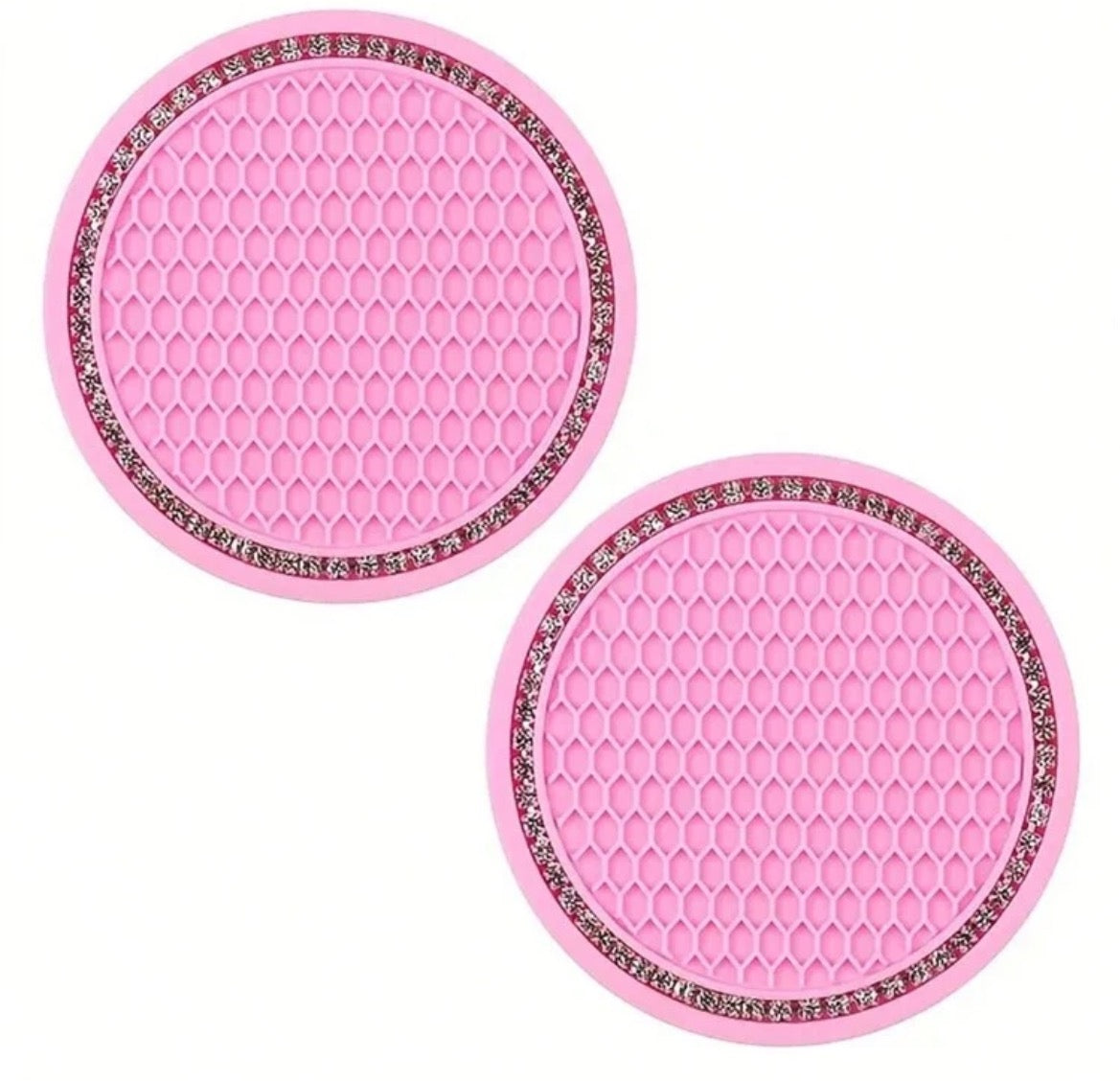 Pink Rhinestone Car Coasters