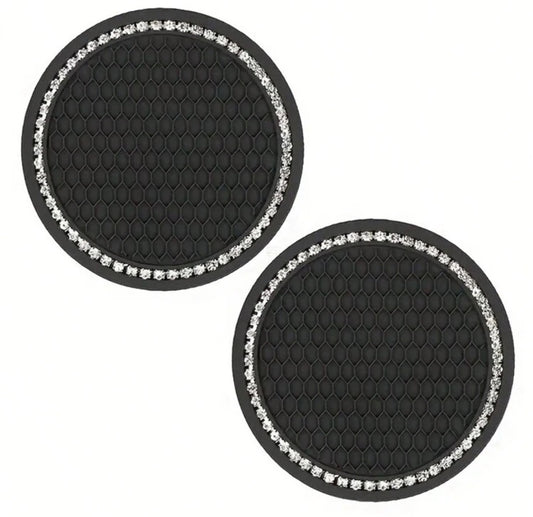 Black Rhinestone Car Coasters