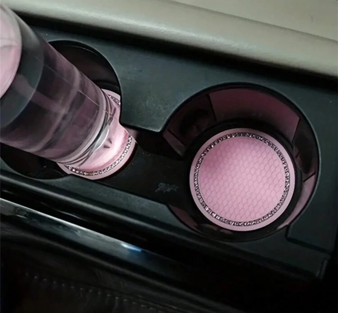 Pink Rhinestone Car Coasters