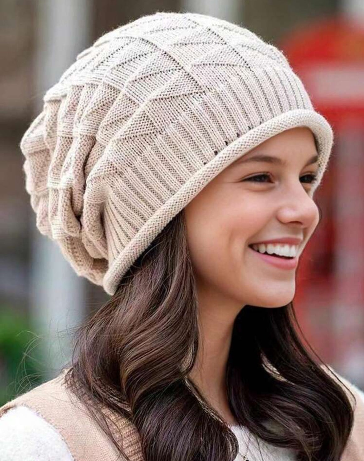 Beige Knitted Beanie