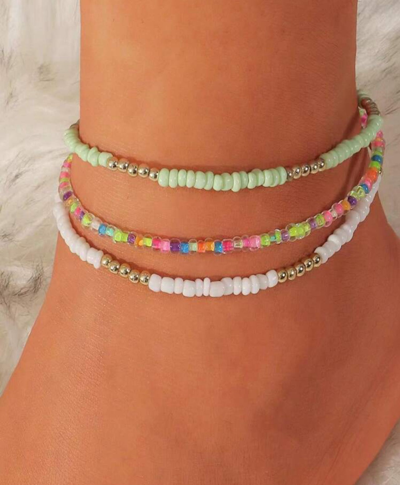 Three Tier Anklet Set