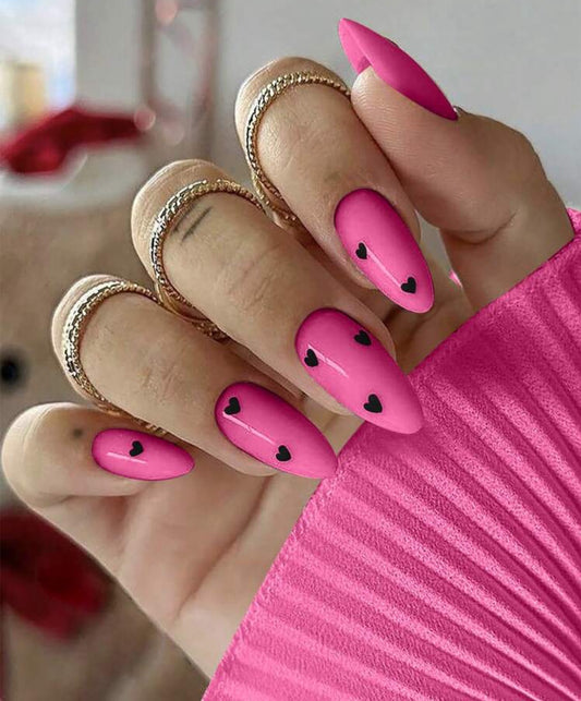 Pink Hearts Nail Kit (Long)