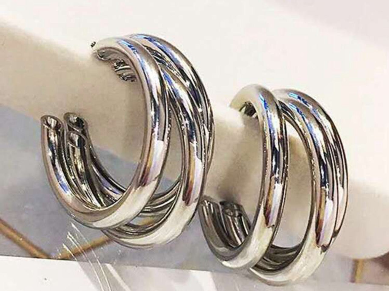 Silver Triple Cuff Hoops