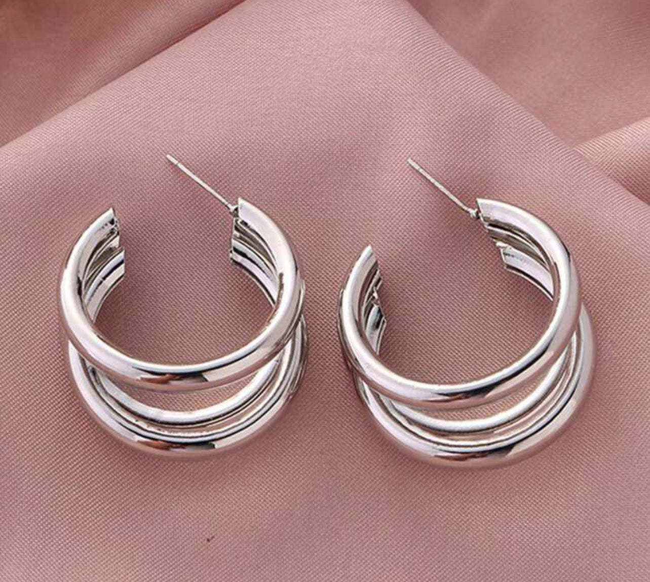 Silver Triple Cuff Hoops