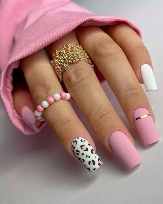 Pink Leopard Nail Kits (Long)