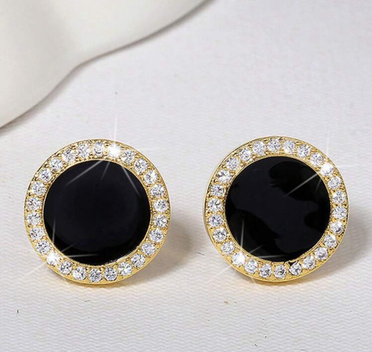 Black Studded Rhinestone Earrings