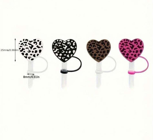 4pc Heart Silicone Straw Covers