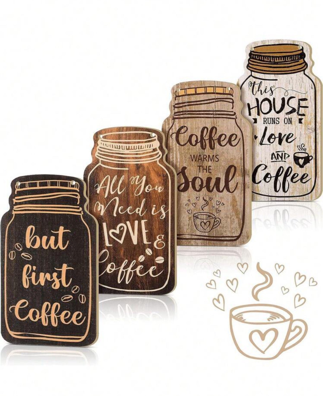 Classic Wooden Coffee Sign Set