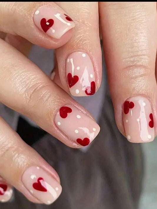 Red Hearts Nail Kit (Short)