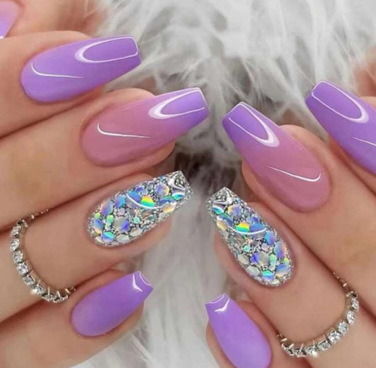 Purple Silver Ombré Nail Kit (Medium)