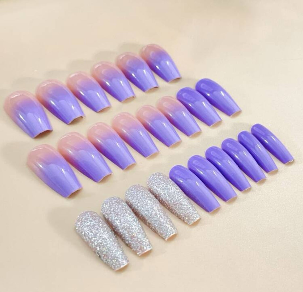 Purple Silver Ombré Nail Kit (Medium)